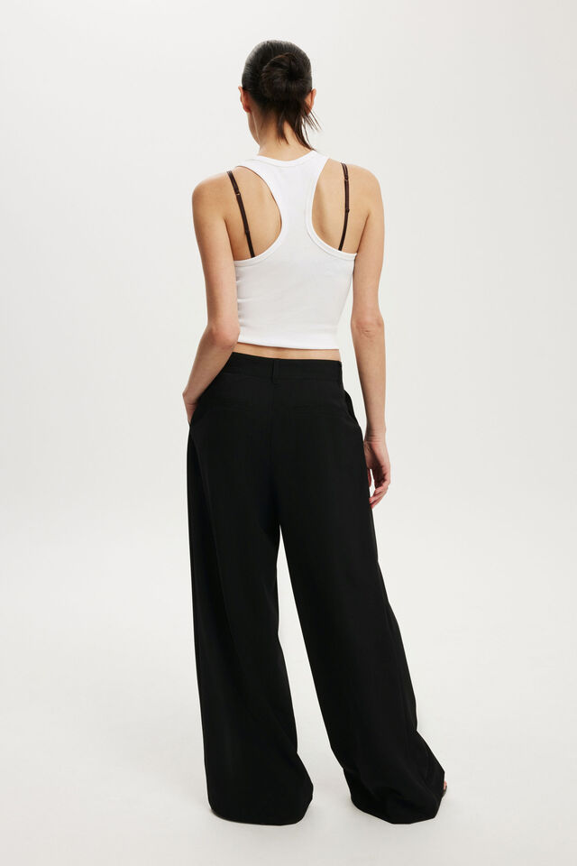 Izzy Pleated Suiting Pant, BLACK