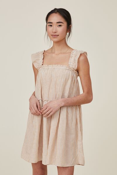 Petite Farrah Stripe Mini Dress, FARRAH STRIPE BROWN