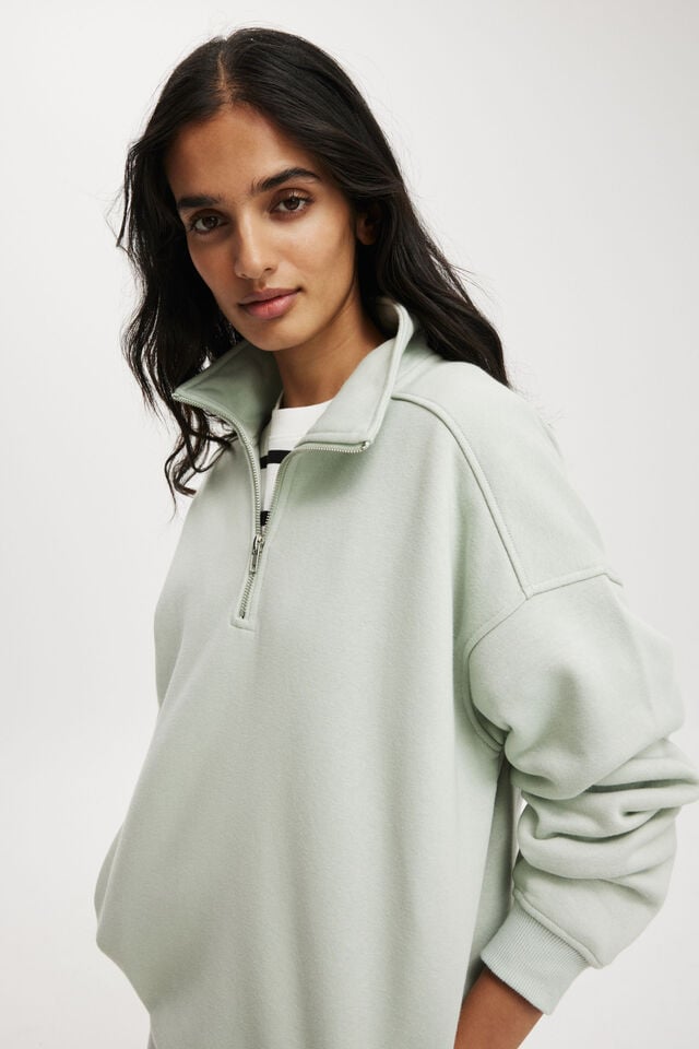 Classic Fleece Oversized Half Zip Sweatshirt, MEADOW MIST