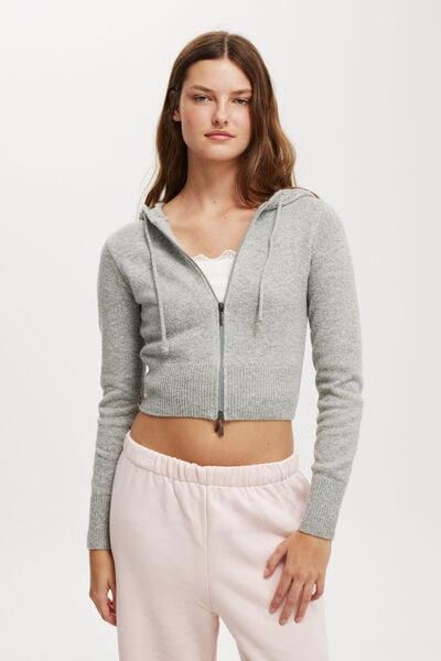 Double Zip Hoodie, GREY MARLE