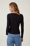 Camiseta - Staple Rib Scoop Neck Long Sleeve Top, BLACK II - vista alternativa 3