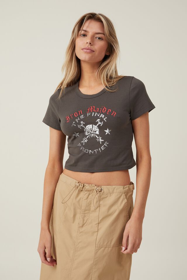 Crop Fit Lcn Graphic Tee, LCN IM IRON MAIDEN UP THE IRONS/SLATE