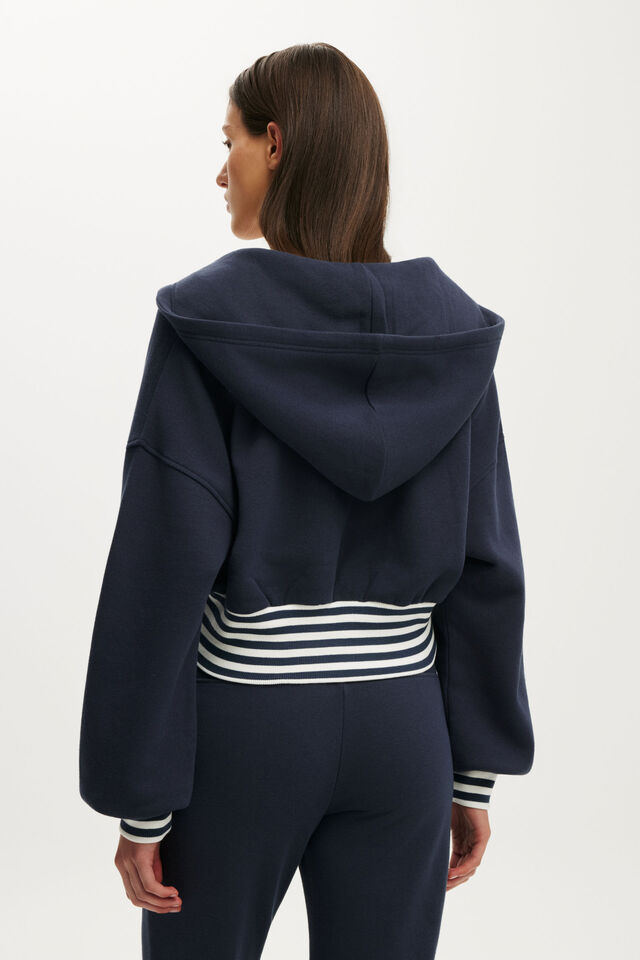 Oversized Zip Through Hoodie, SHADOW NAVY/STRIPE