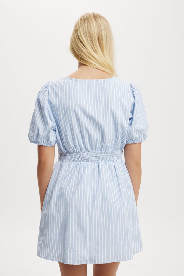 Allegra Tie Detail Mini Dress, BILLIE STRIPE BLUE