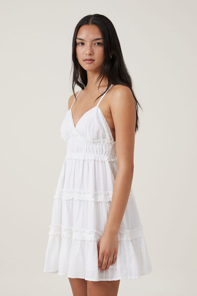 Lenny Tiered Mini Dress, WHITE