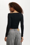 Lexa Gathered Long Sleeve Top, BLACK - alternate image 3
