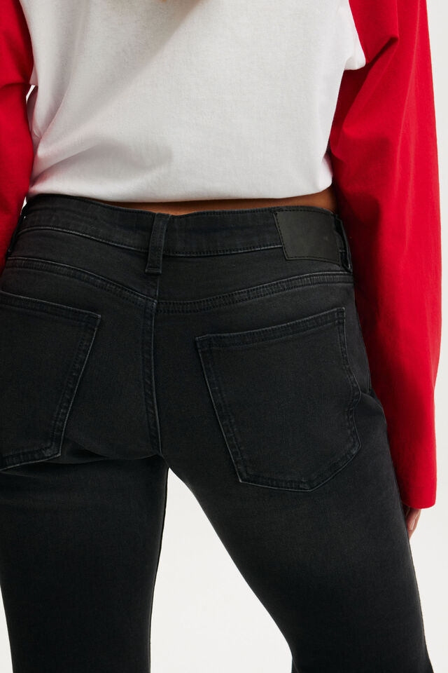 Petite Mid Rise Bootcut Jean, SHADEY BLACK