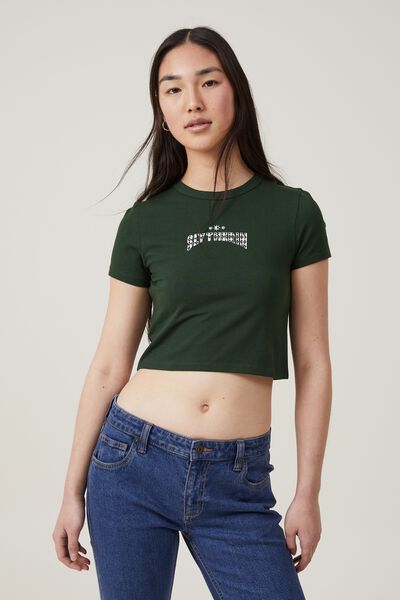 Crop Fit Graphic License Tee, LCN WB HARRY POTTER SLYTHERIN 07/ALPINE FORES