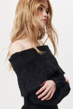 Faux Off Shoulder Sweater Dress, BLACK - alternate image 4