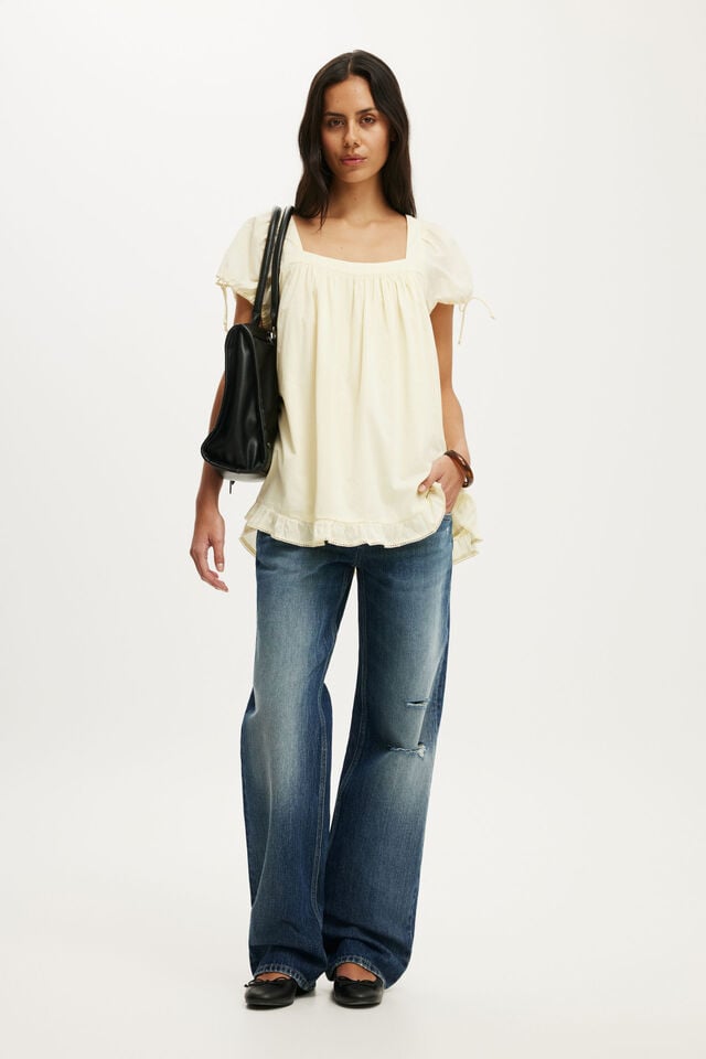 Eliza Babydoll Tunic Top, VANILLA GLOW