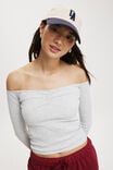 Rosa Off The Shoulder Long Sleeve Top, GREY MARLE - alternate image 4