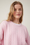 Luxe Pullover, PINK CABLE - alternate image 4