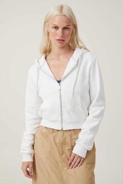 Classic Cropped Fitted Zip Through, VINTAGE WHITE
