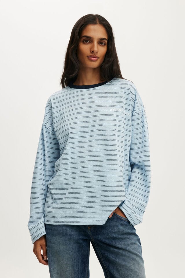 Ls Oversized Graphic Tee, RHODE ISLAND / SEASIDE BLUE STRIPE