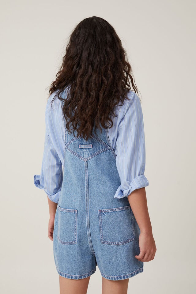 Short Denim Overall, DABS EMBROIDERY