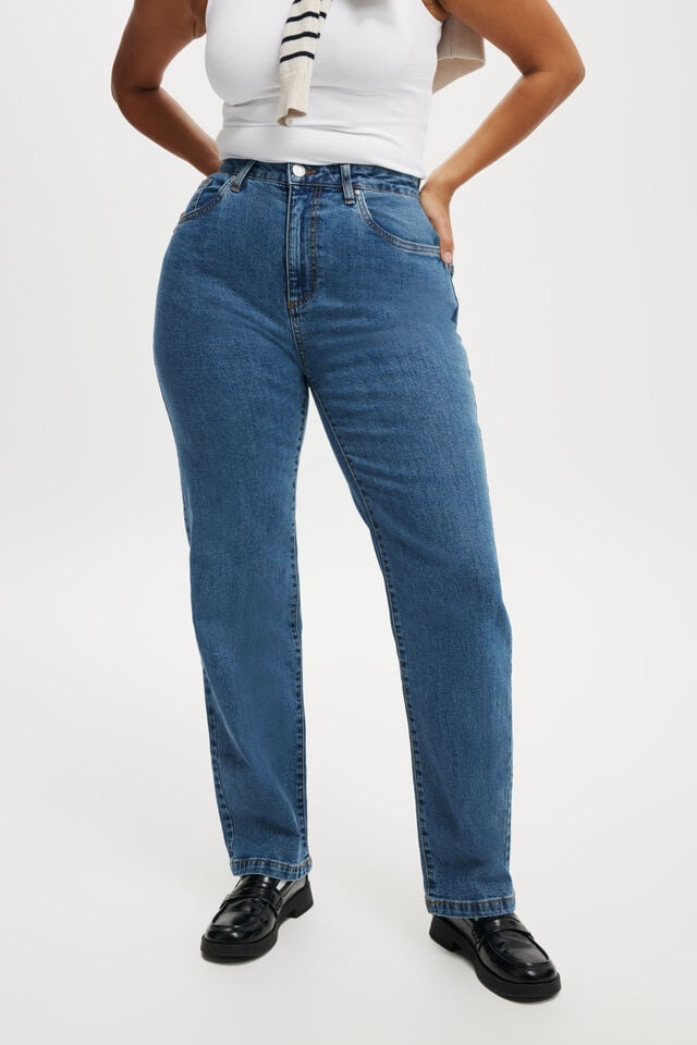 Calça - Curvy Stretch Straight Jean, SEA BLUE