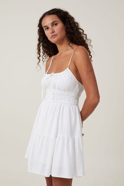 Haven Tiered Mini Dress, WHITE