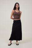 Picot Maxi Slip Skirt, BLACK - alternate image 1