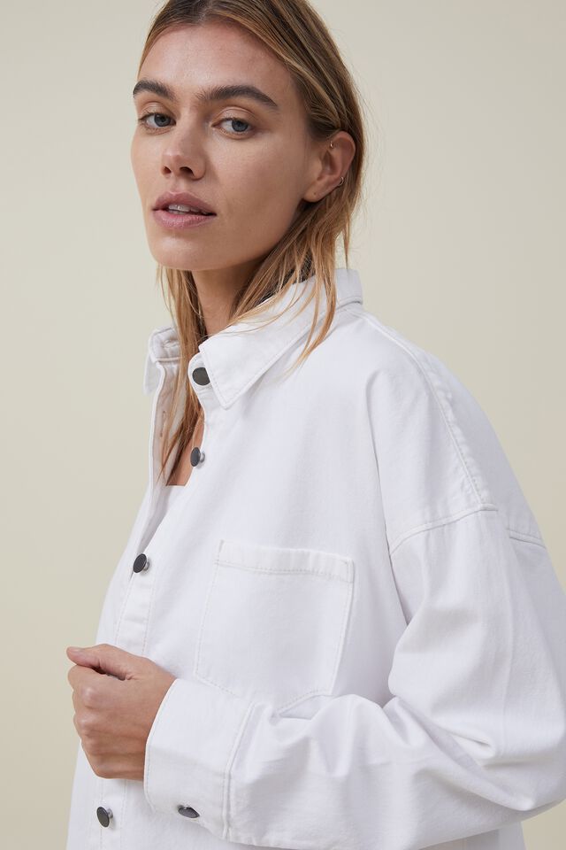 Oversized Denim Shirt, WHITEHAVEN