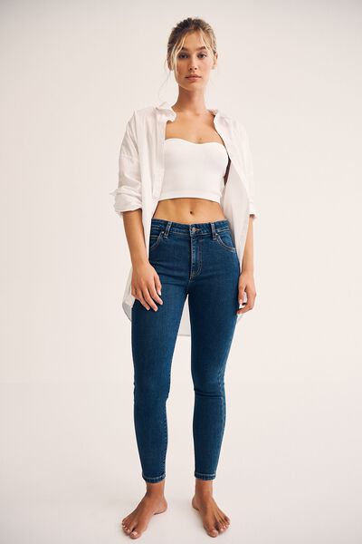 Mid Rise Cropped Skinny Jean, CAPE BLUE