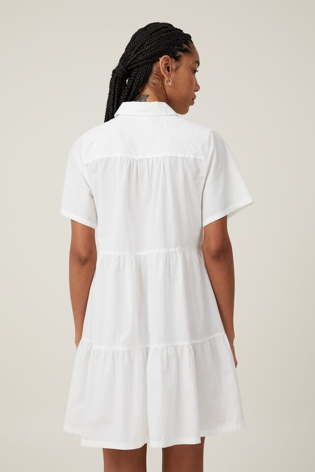 Noah Mini Shirt Dress, WHITE