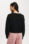 Roll Over Boat Neck Pullover, BLACK - alternate image 3