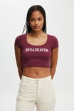 Scoop Neck Rib Graphic Tee, BROADHAVEN/ CHERRY VARNISH - alternate image 1