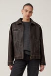 Leo Faux Leather Jacket, WASHED BROWN - alternate image 1