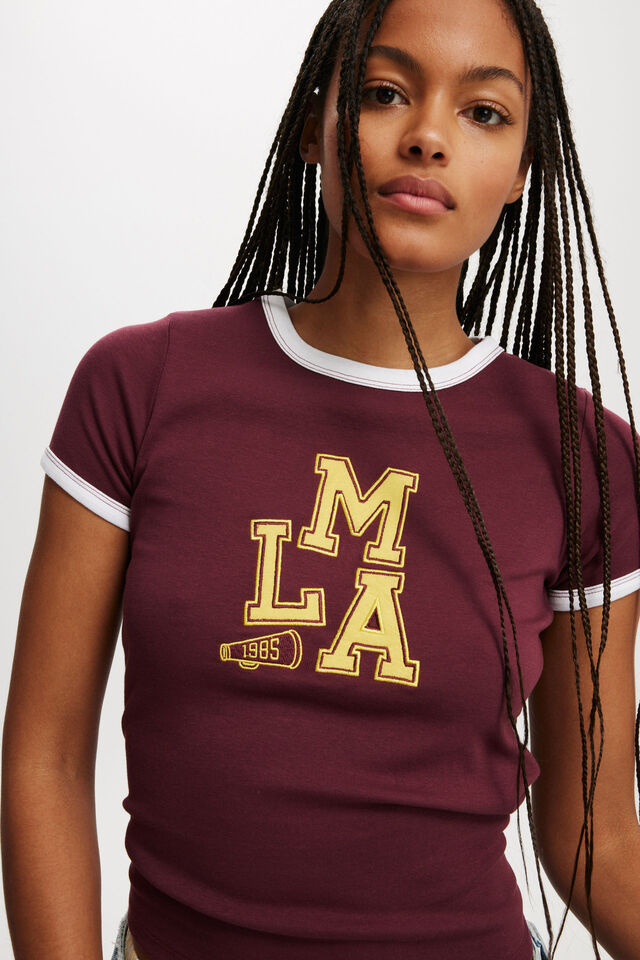 Fitted Graphic Longline Tee, LMA/ CHERRY VARNISH