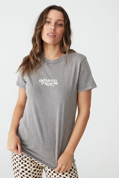 Classic Organic Cotton Graphic T Shirt, PLANT MUM/THUNDER GREY