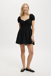 Samira Puff Sleeve Mini Dress, BLACK PAISLEY - alternate image 2