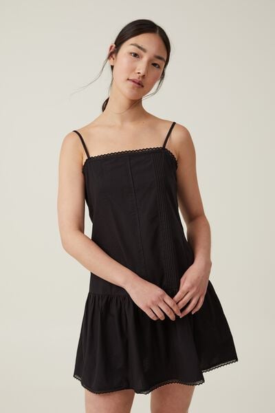 Charlie Pintuck Mini Dress, BLACK
