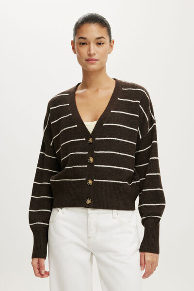 Softest Luxe Oversized Cardi, DARK OAK STRIPE