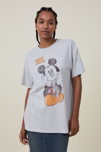 Mickey Oversized Fit Lcn Graphic Tee, LCN DIS MICKEY VINTAGE/LIGHT GREY MARLE