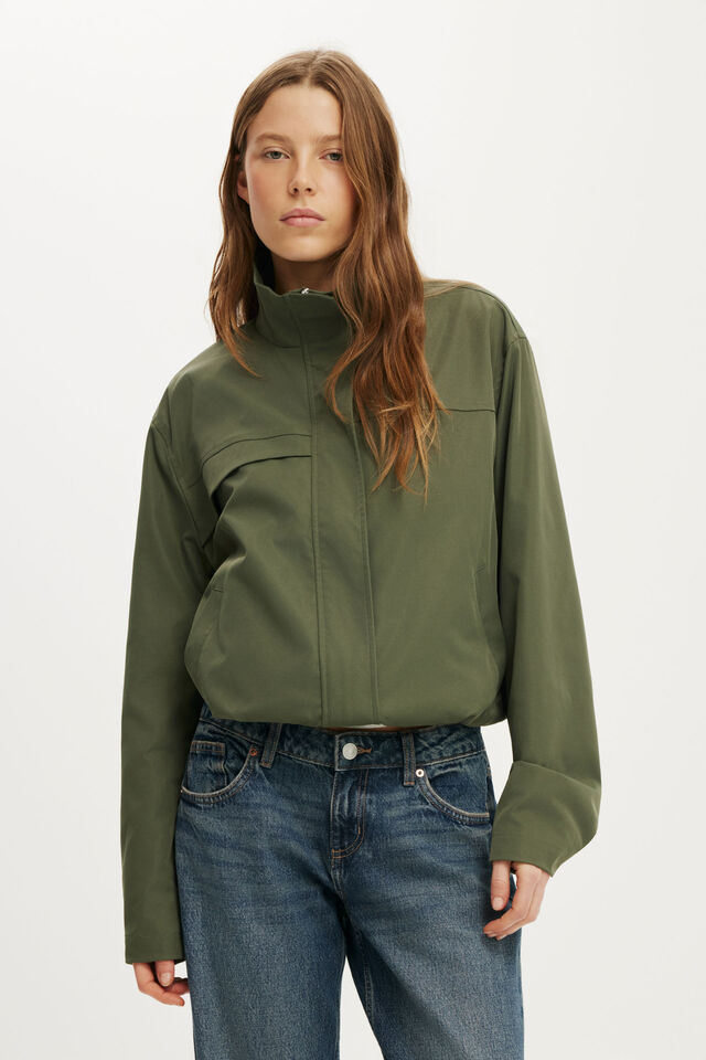 Arlo Funnel Neck Jacket, KHAKI