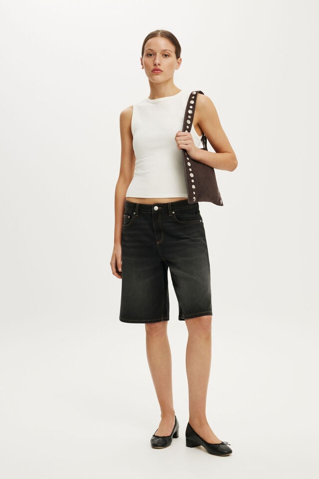 Baggy Denim Short, DRIFT BLACK