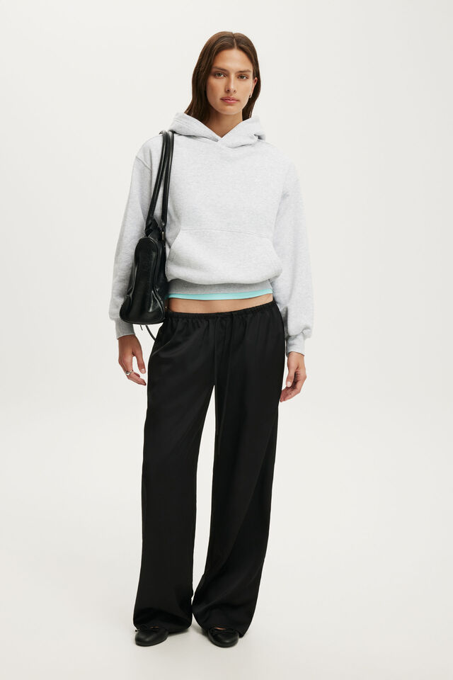 Boxy Fleece Hoodie, SOFT GREY MARLE