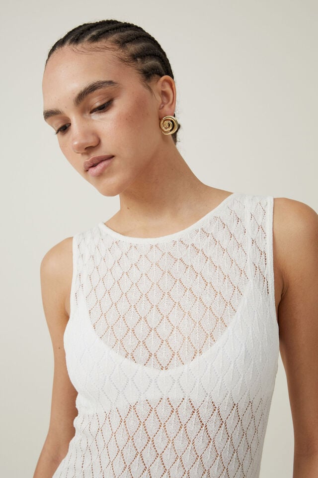 Nova Crochet Maxi Dress, PORCELAIN