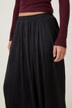 Sage Crushed Satin Maxi Skirt, BLACK - alternate image 3