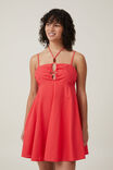 Isla Beaded Halter Mini Dress, SUMMER RED - alternate image 1