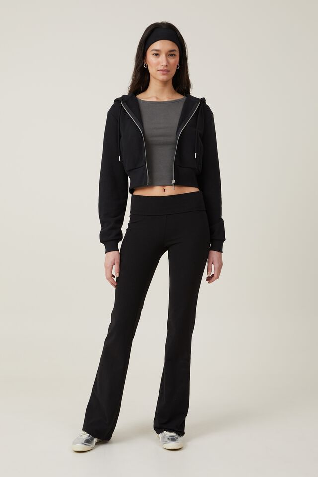 Cropped Fitted Zip Through, BLACK