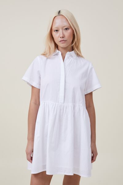 Shannon Short Sleeve Mini Dress, WHITE