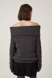 Fluffy Off Shoulder Knit, DARK GREY MARLE - alternate image 3