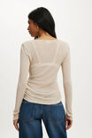 Soul Faux Wrap Long Sleeve Top, CHAI DUST - example image 3