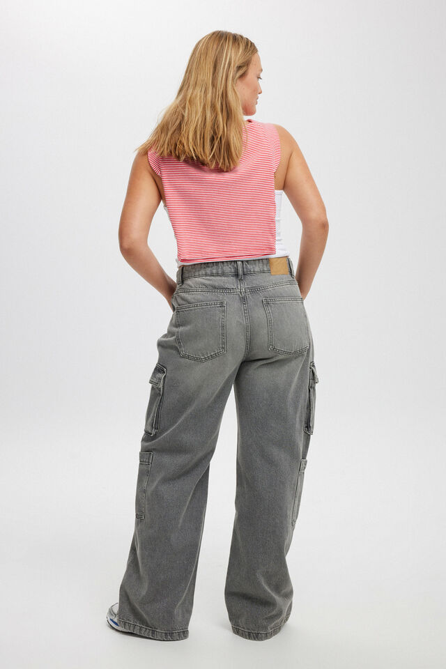 Cargo Wide Leg Jean, SHADOW GREY