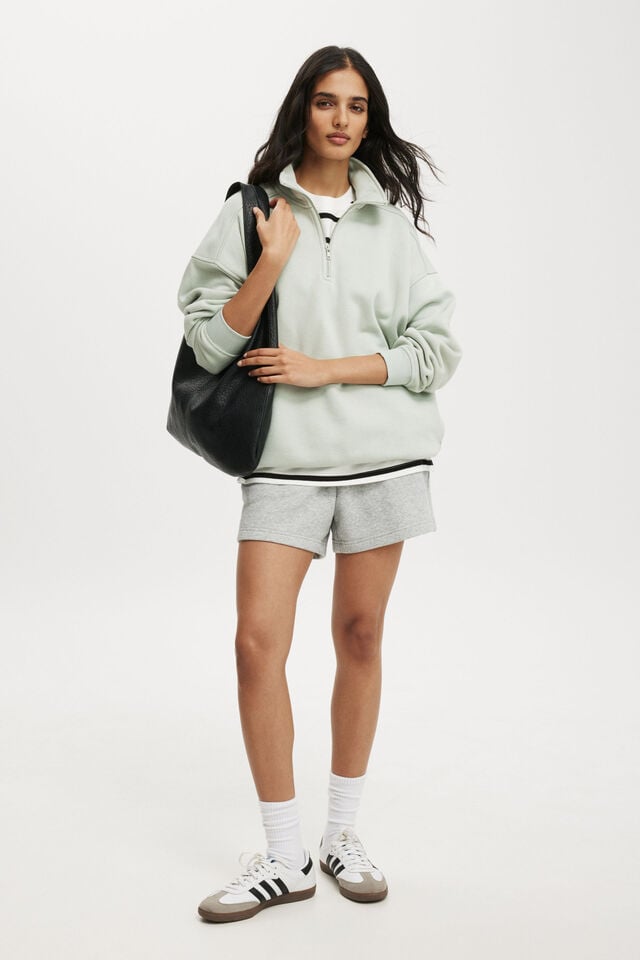 Classic Fleece Oversized Half Zip Sweatshirt, MEADOW MIST