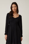 Aisha Shirred Maxi Dress, BLACK - alternate image 4