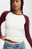 Kelsey Raglan Long Sleeve, VINTAGE WHITE/CHERRY VARNISH - alternate image 4