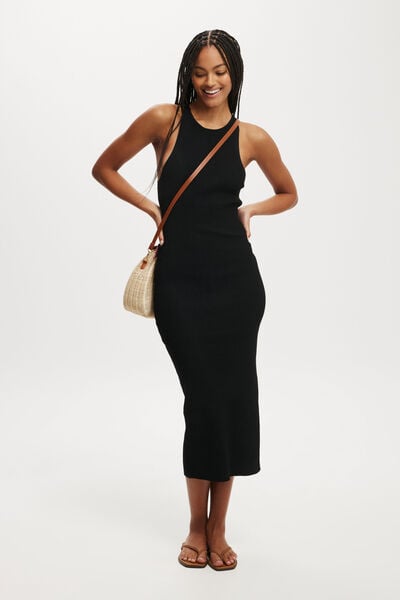 Nala Knit Midi Dress, BLACK