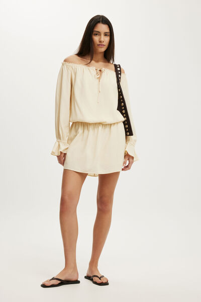 Keira Off Shoulder Dress, HONEY CREAM